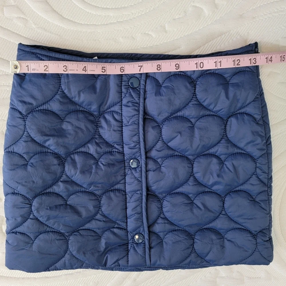 NWT Forever 21 Kids 2 Piece Skirt And Jacket Navy Hearts Puffer Size 11/12